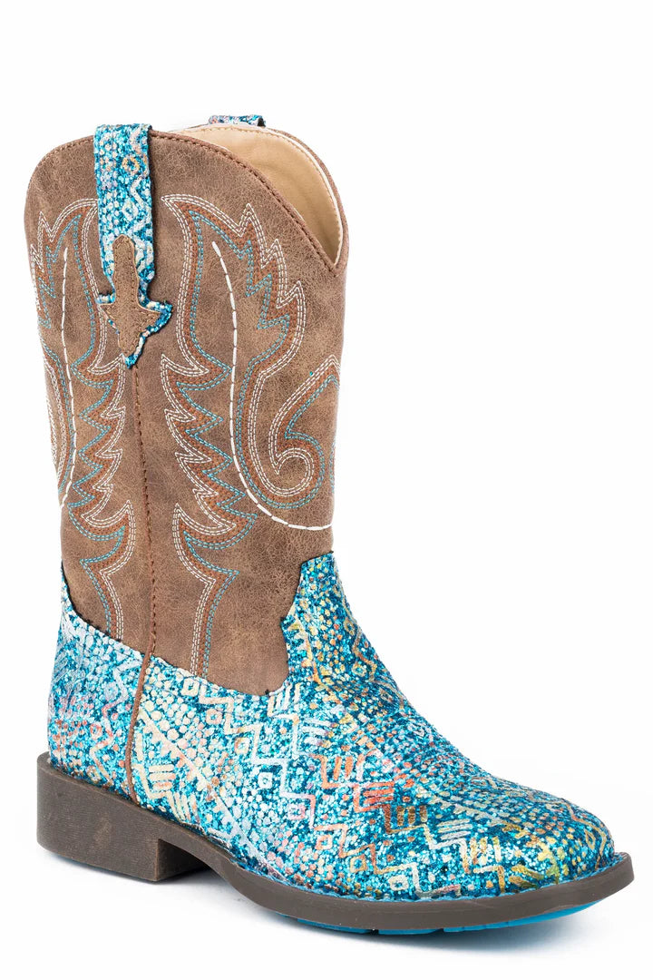 Roper Little Kids Glitter Aztec - Blue/Brown