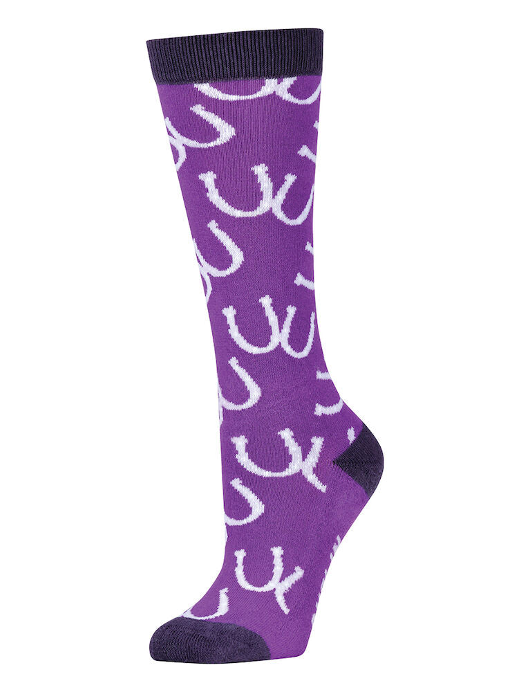 Dublin Kids Single Pack Socks - Purple Horse Shoes