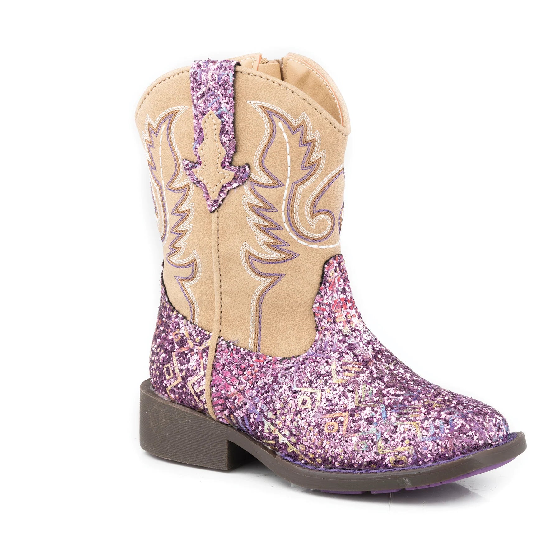 Roper Toddler Southwest Glitter - Purple Glitter/Tan