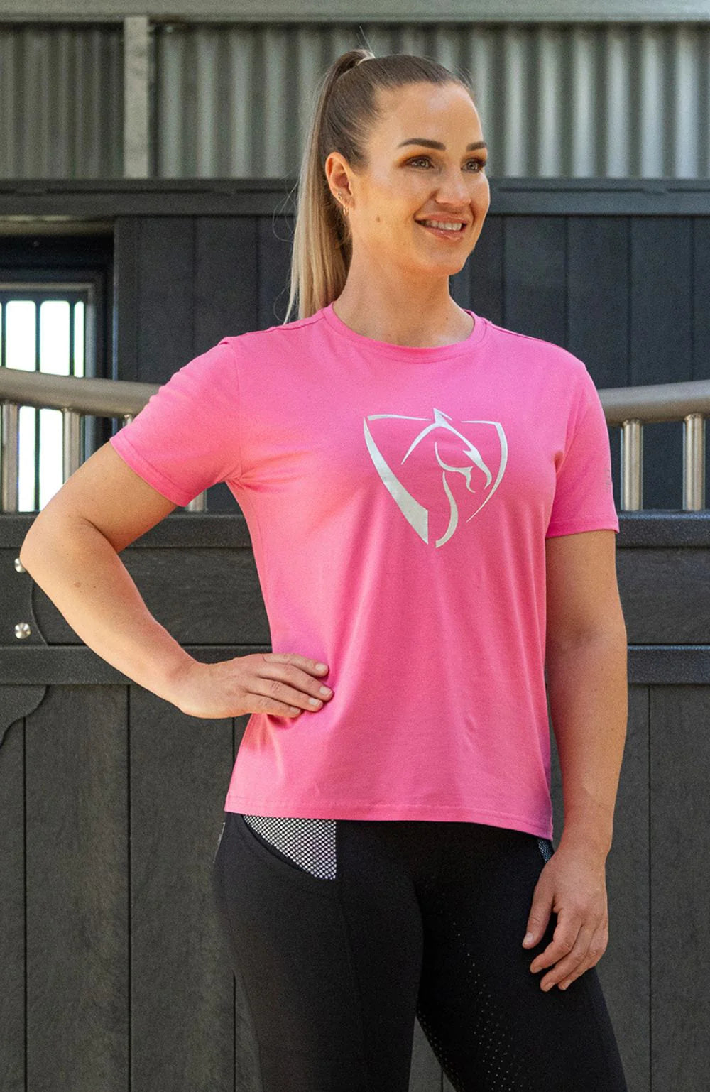 BARE Silver Logo T-Shirt - Barbie Pink