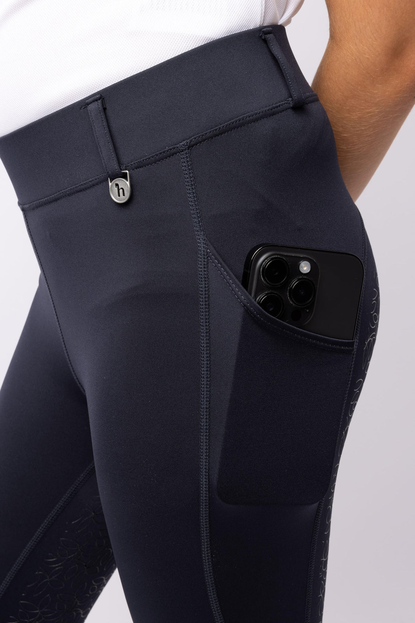 Horze Dea Kids Riding Tights With Full Grip - Navy