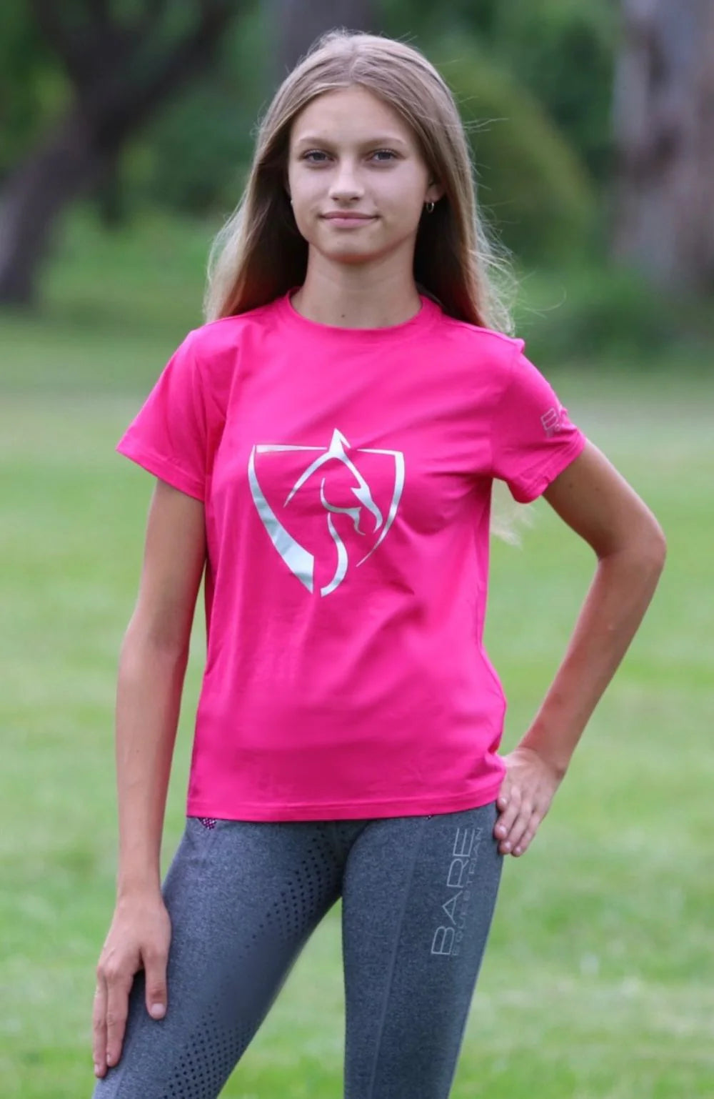 Bare Youth BARE Silver Logo T-Shirt - Dark Pink