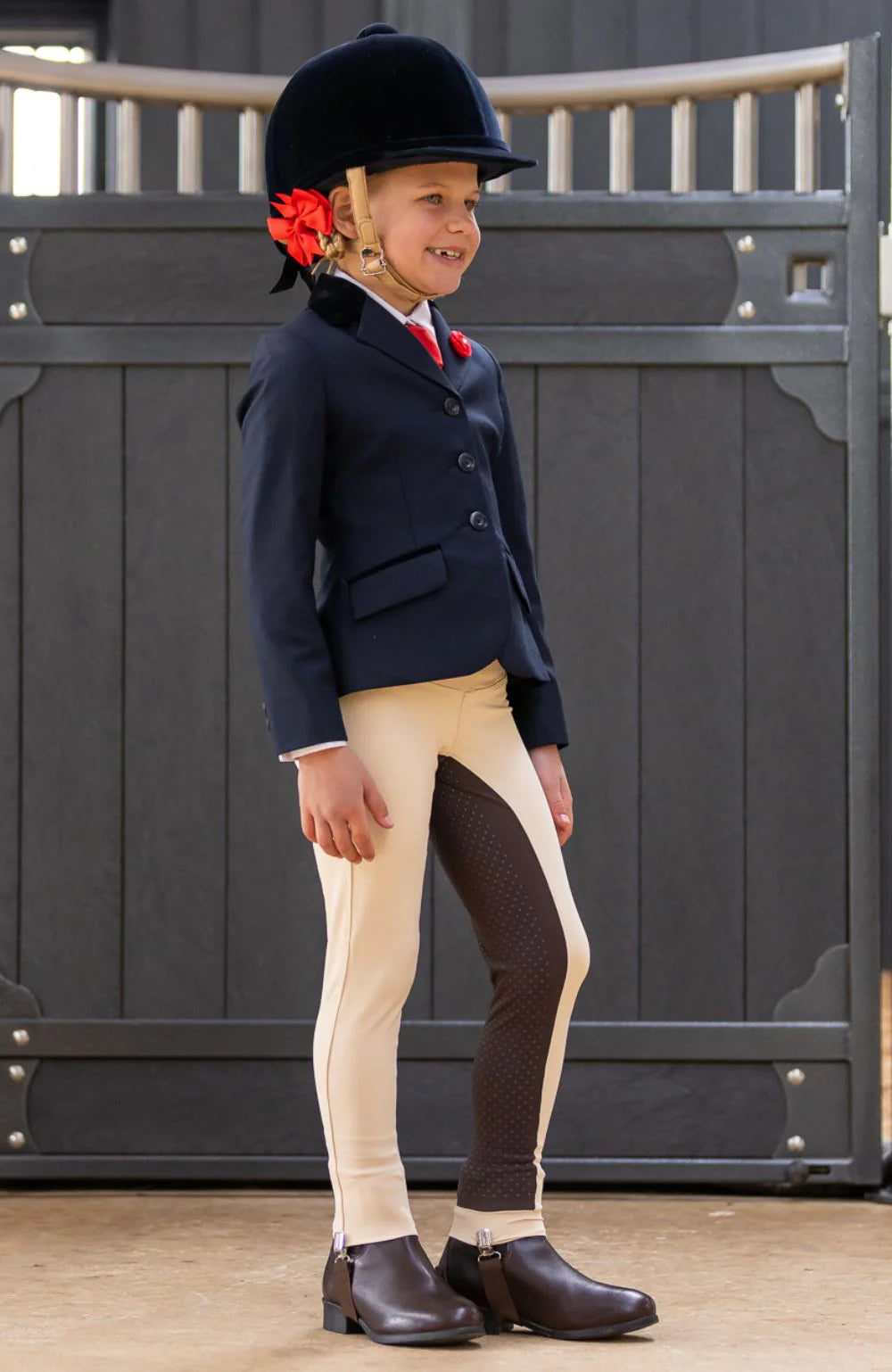 Youth 2-Tone Competition Tights - Stone/Havana Brown