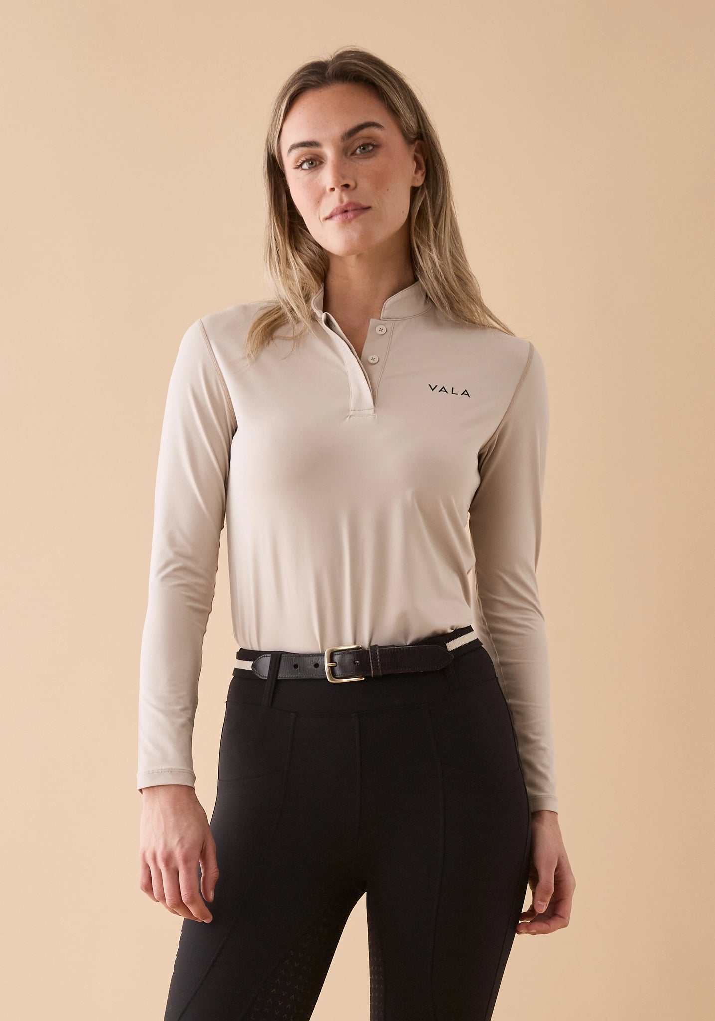 Vala Connected Long Sleeve Polo - Chaff