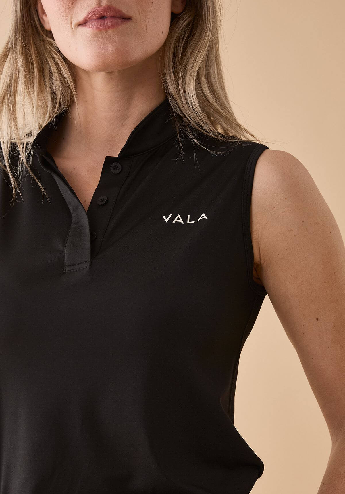 Vala Connected Sleeveless Polo - Black