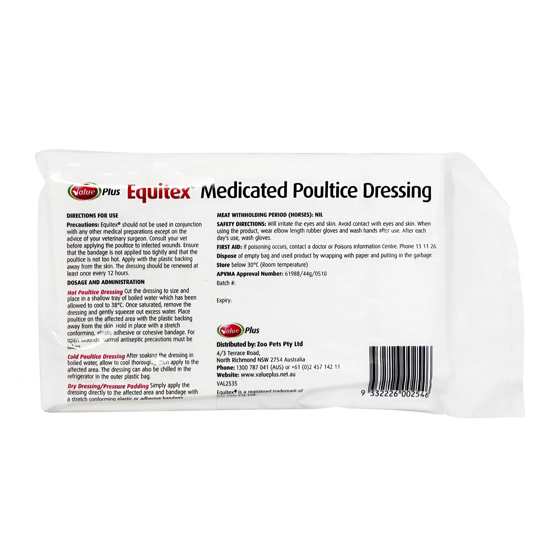 Equitex Medicated Poultice Dressing 44gm