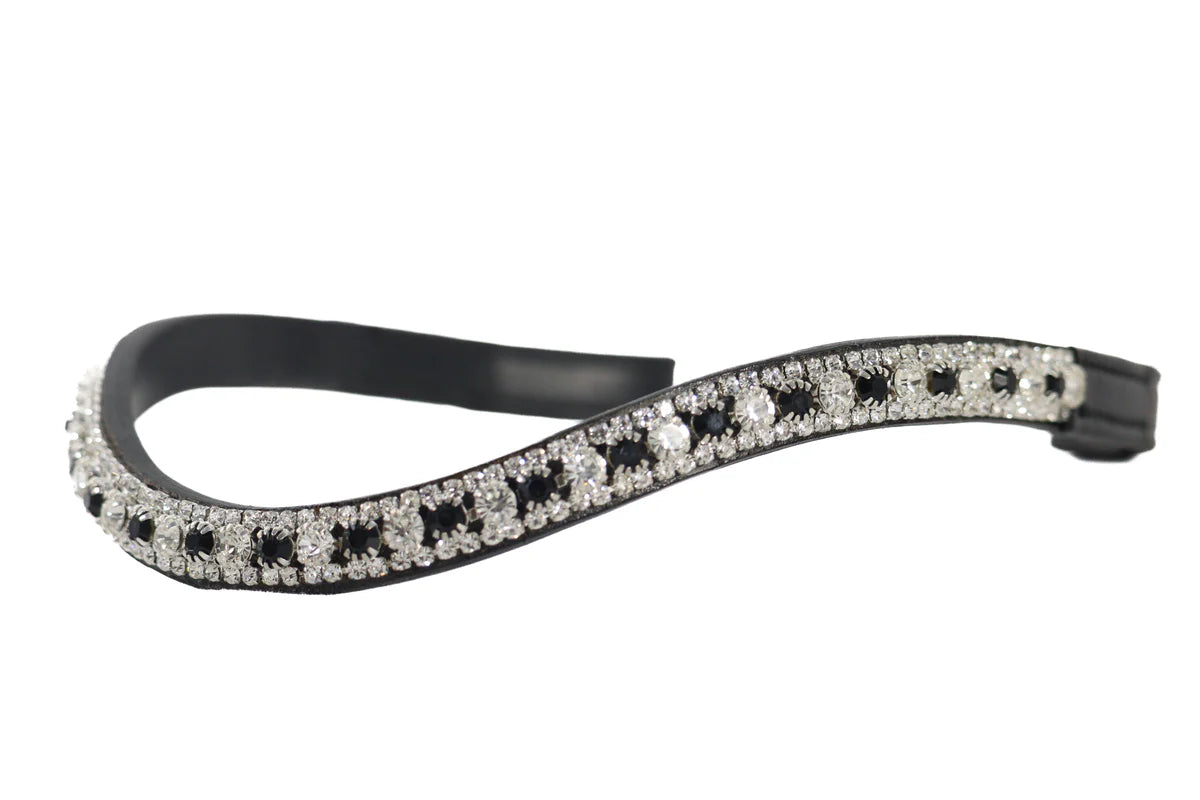 FFE Black & Clear Thin Crystal Wave - Black Browband