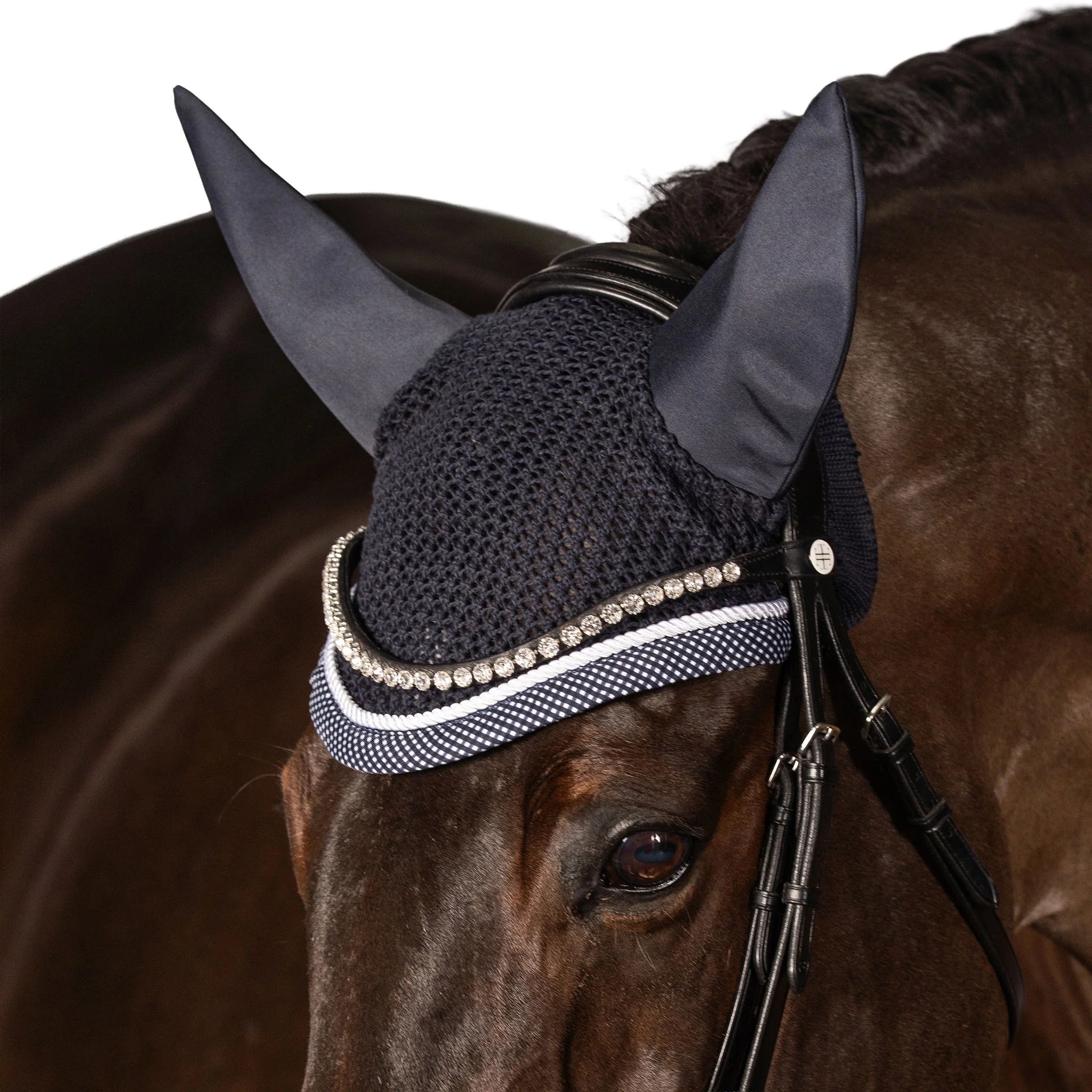 LT Navy Mini Check Ear Bonnet