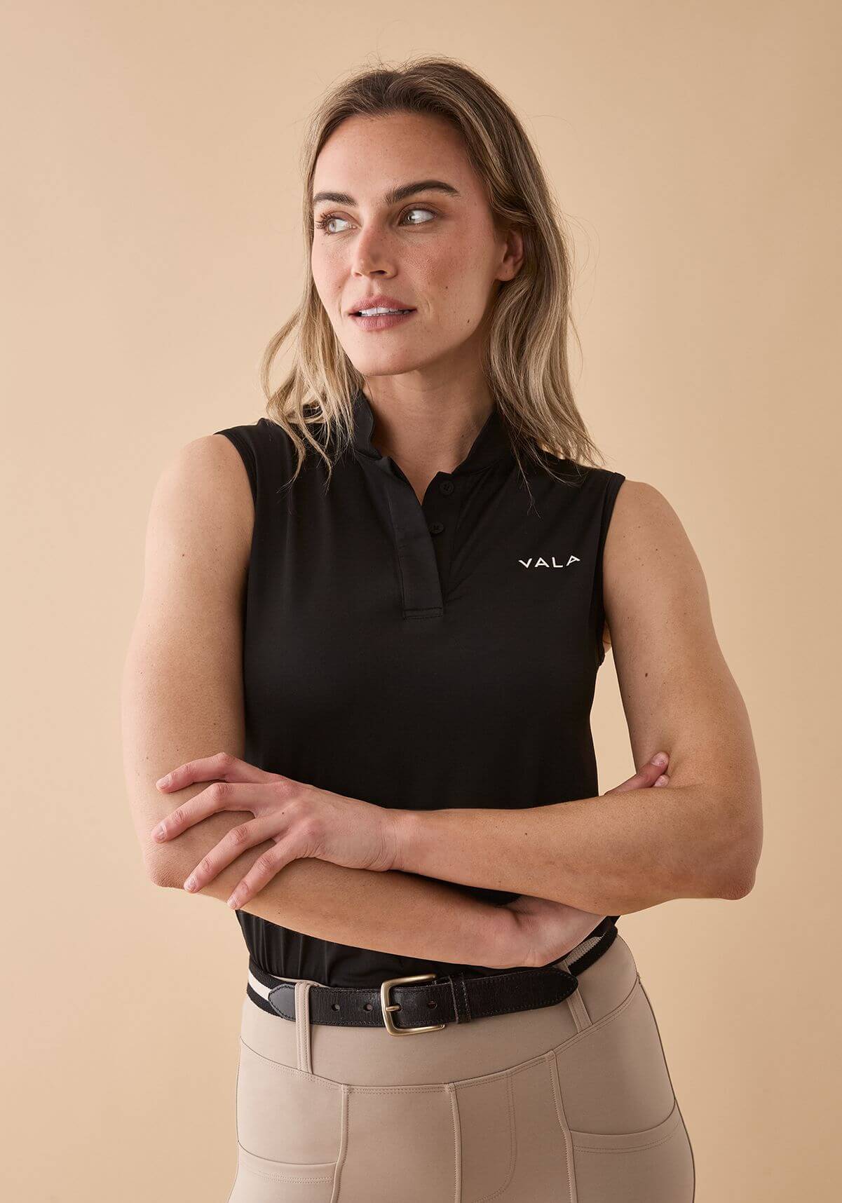 Vala Connected Sleeveless Polo - Black