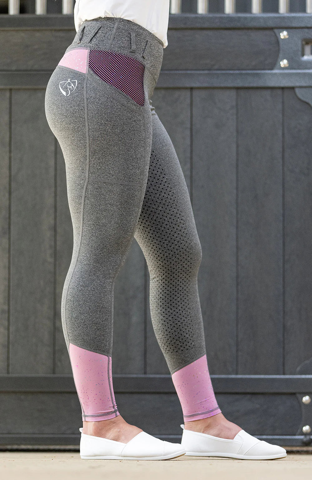 BARE Youth Performance Riding Tights - Pink Galaxy