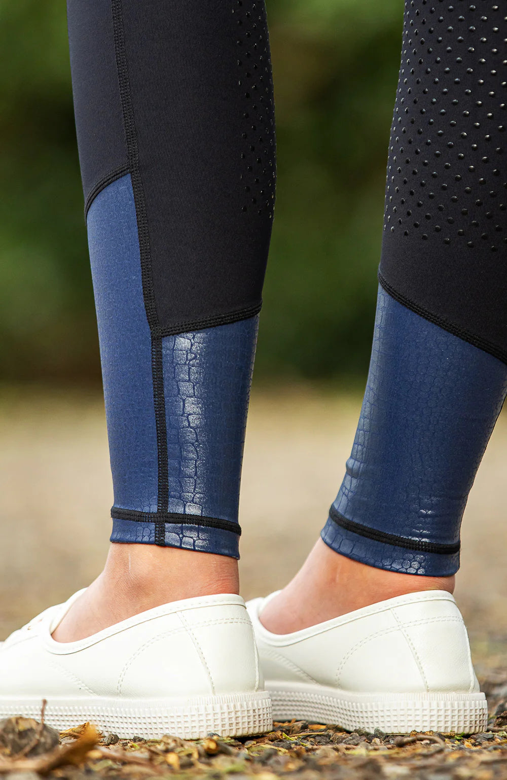 BARE Performance Riding Tights - Black and Navy Croc