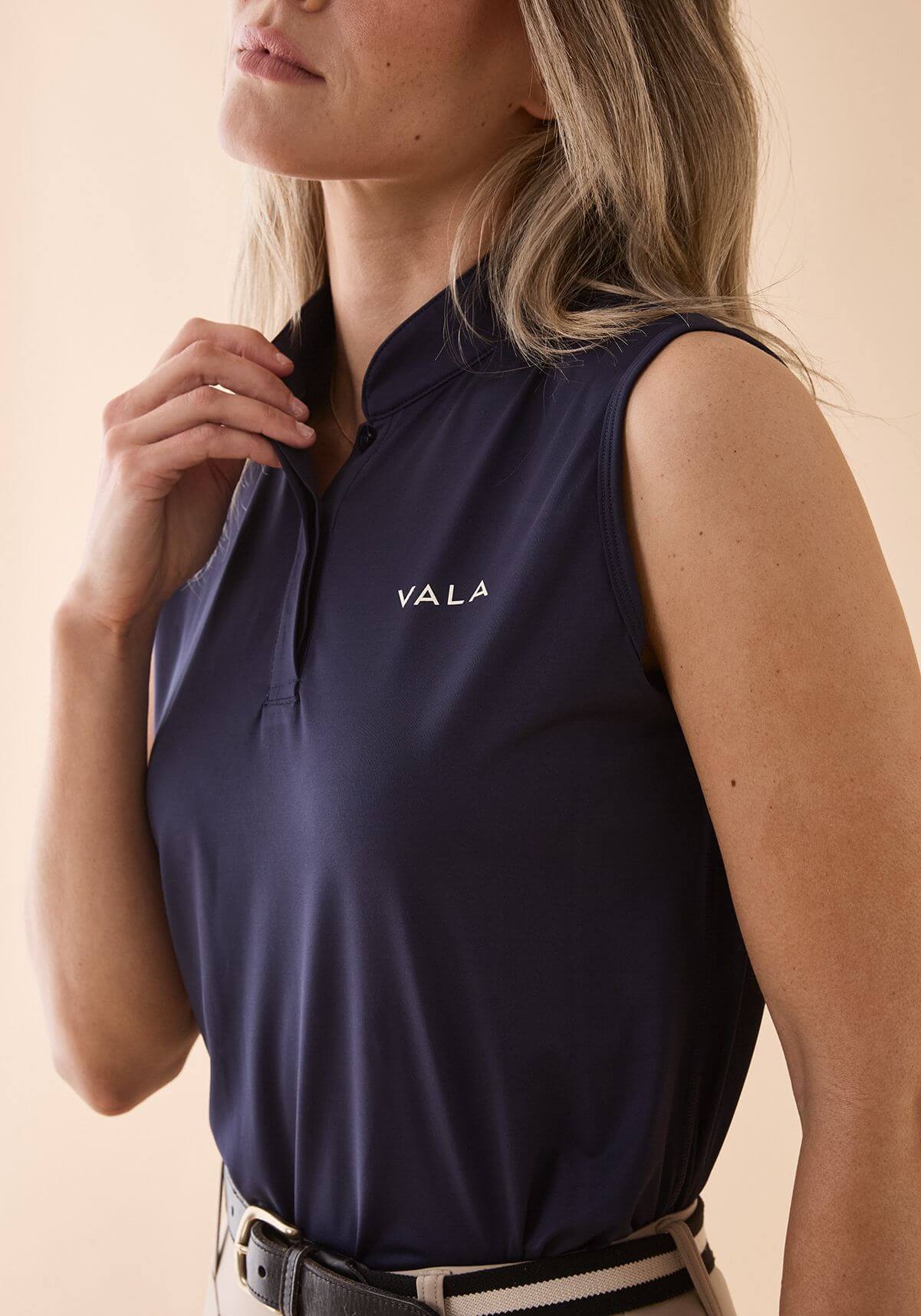 Vala Connected Sleeveless Polo - Navy