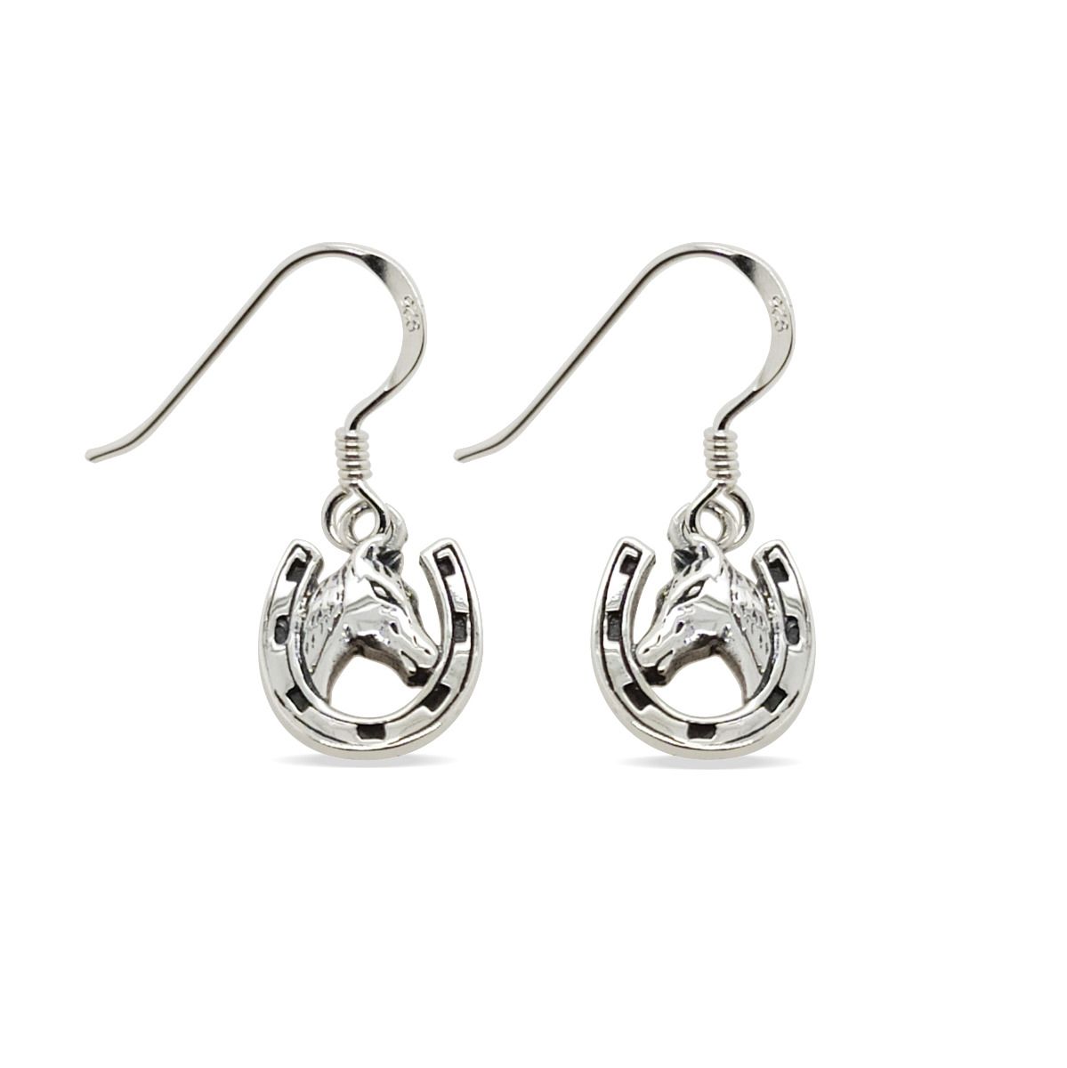 Mcj Earrings S/s Horse Head In Horse Shoe