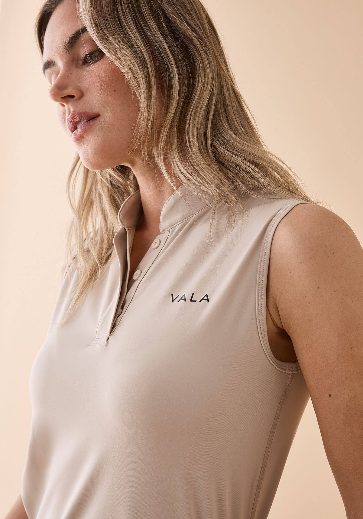 Vala Connected Sleeveless Polo - Chaff