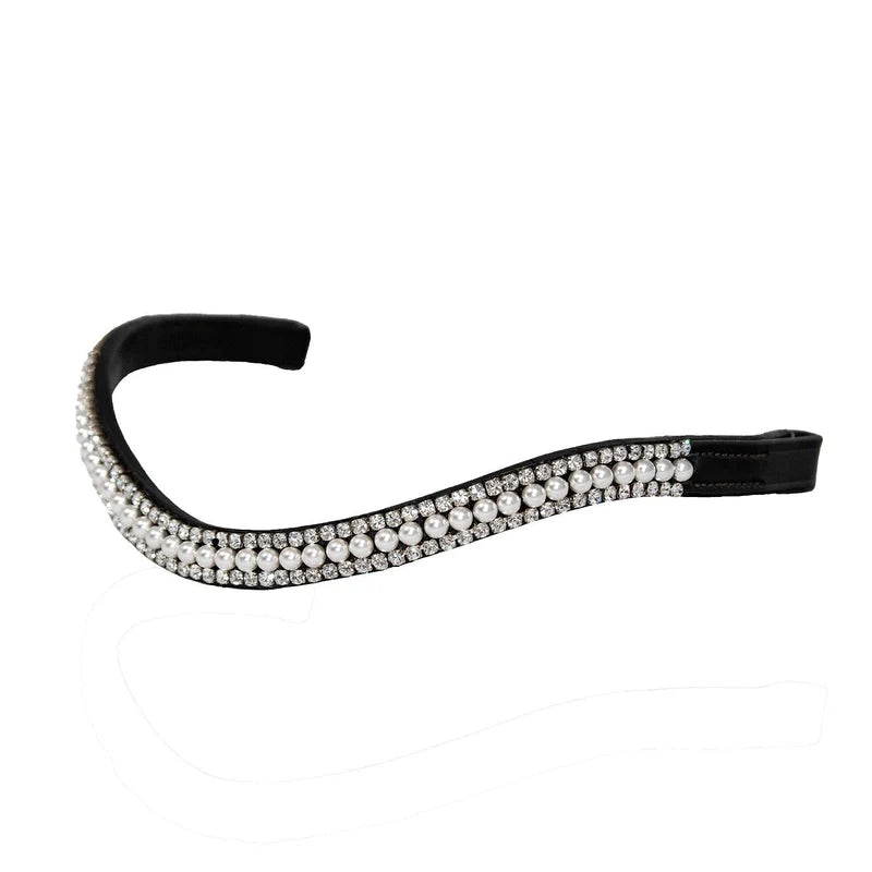 FFE White Pearl with Clear Crystal Wave - Full Black Browband