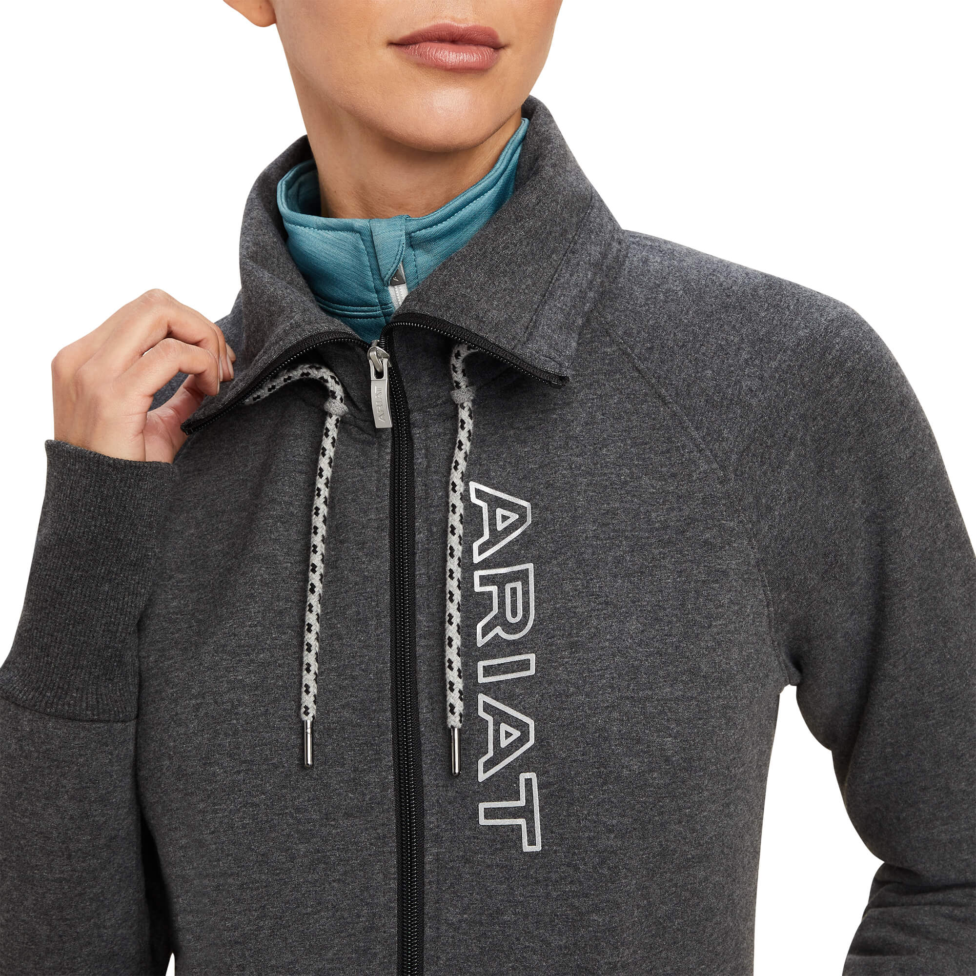 Ariat Women's Team Logo Full Zip Sweatshirt - Charcoal