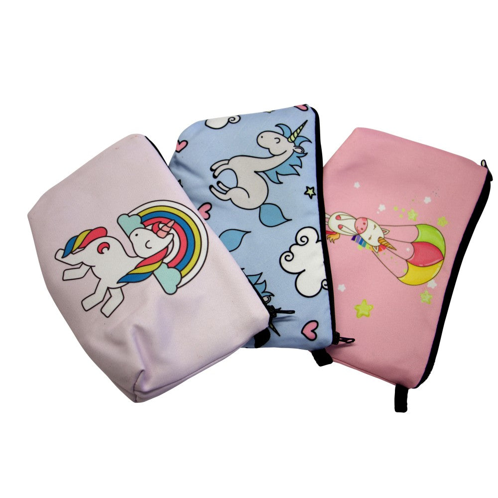 Unicorn Pencil Case - 3 Pack Assorted Designs