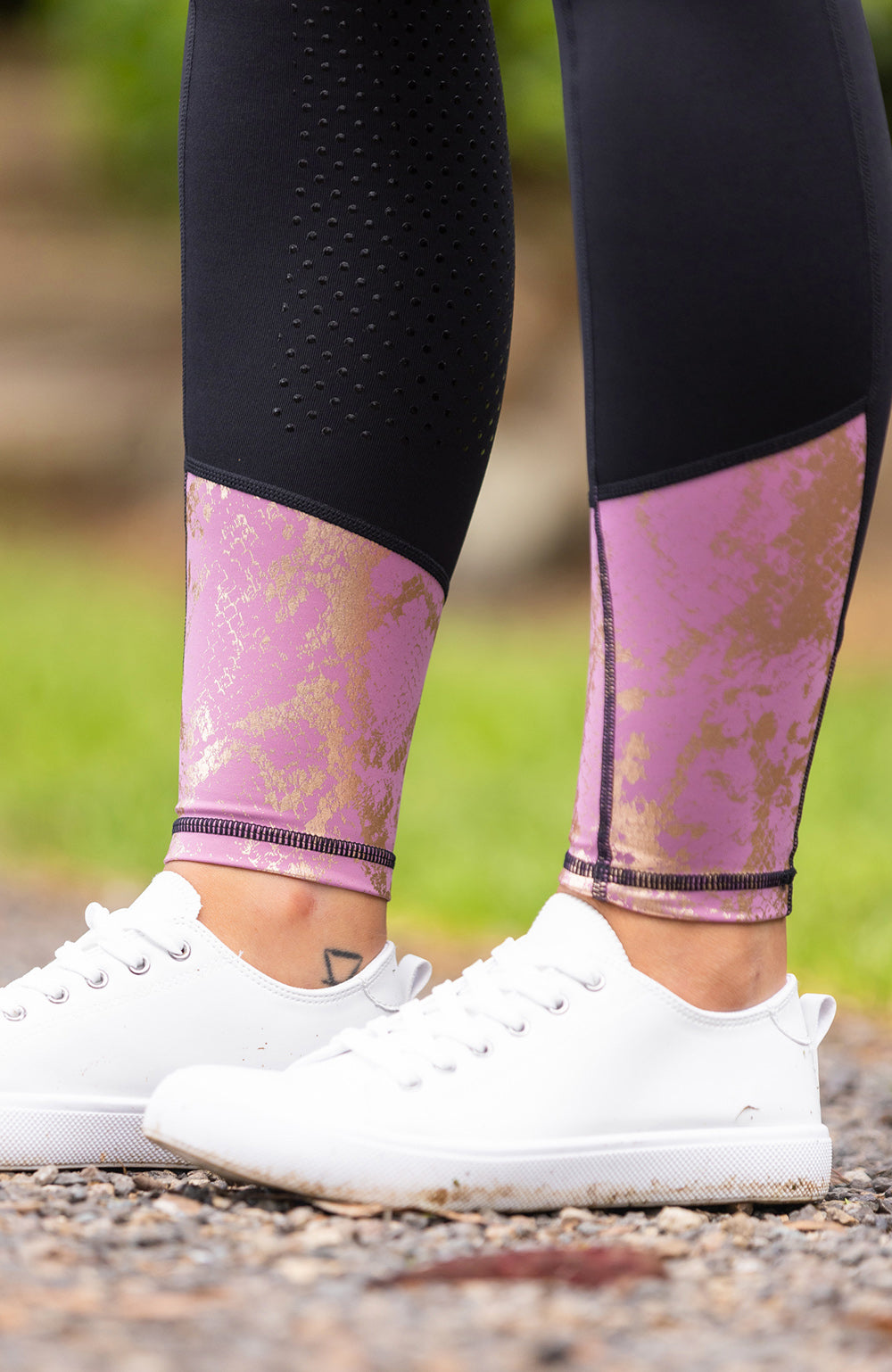 BARE Performance Riding Tights - Black Lilac Rose Gold
