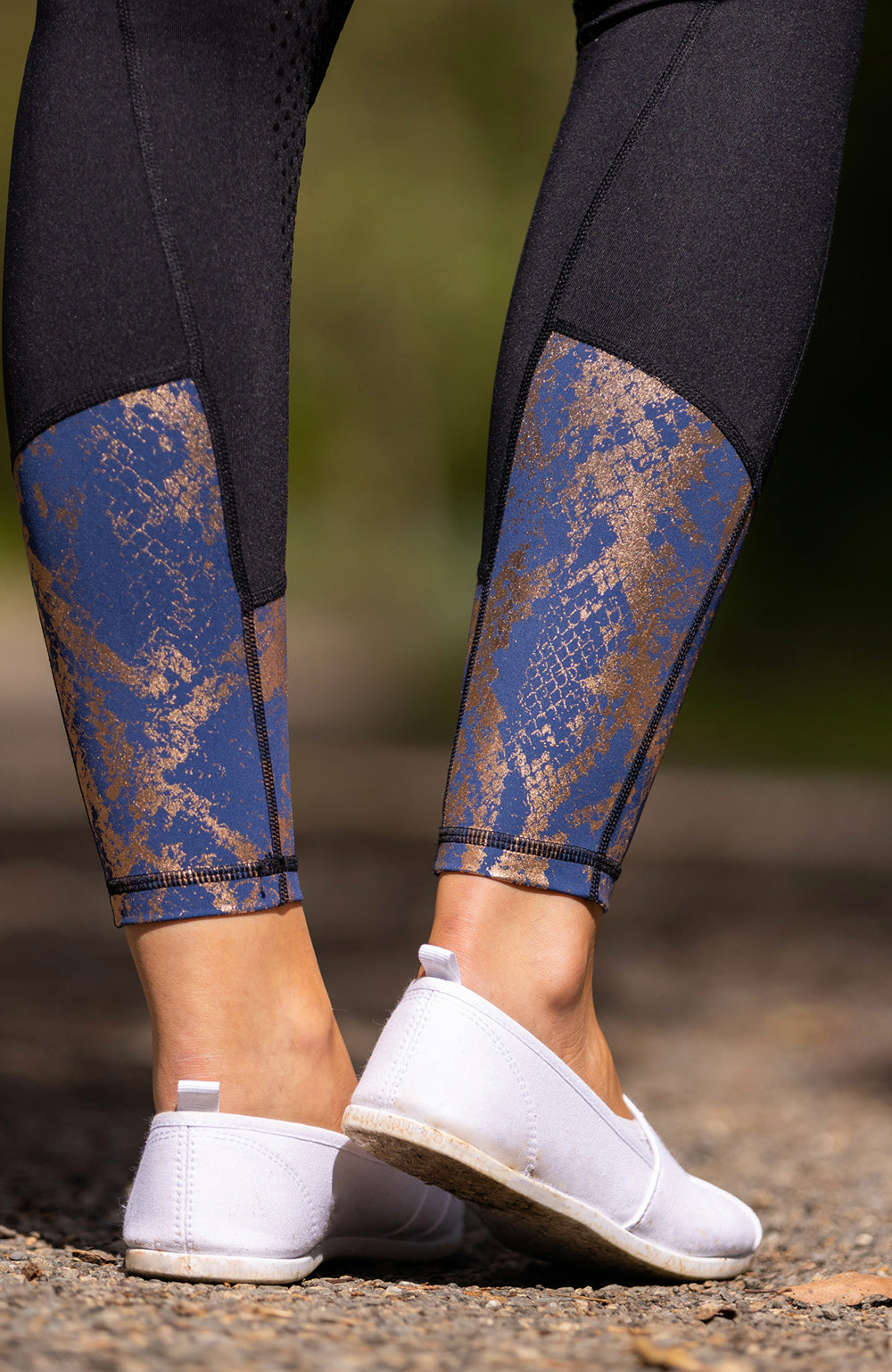 BARE Performance Riding Tights - Black Navy & Rose Gold