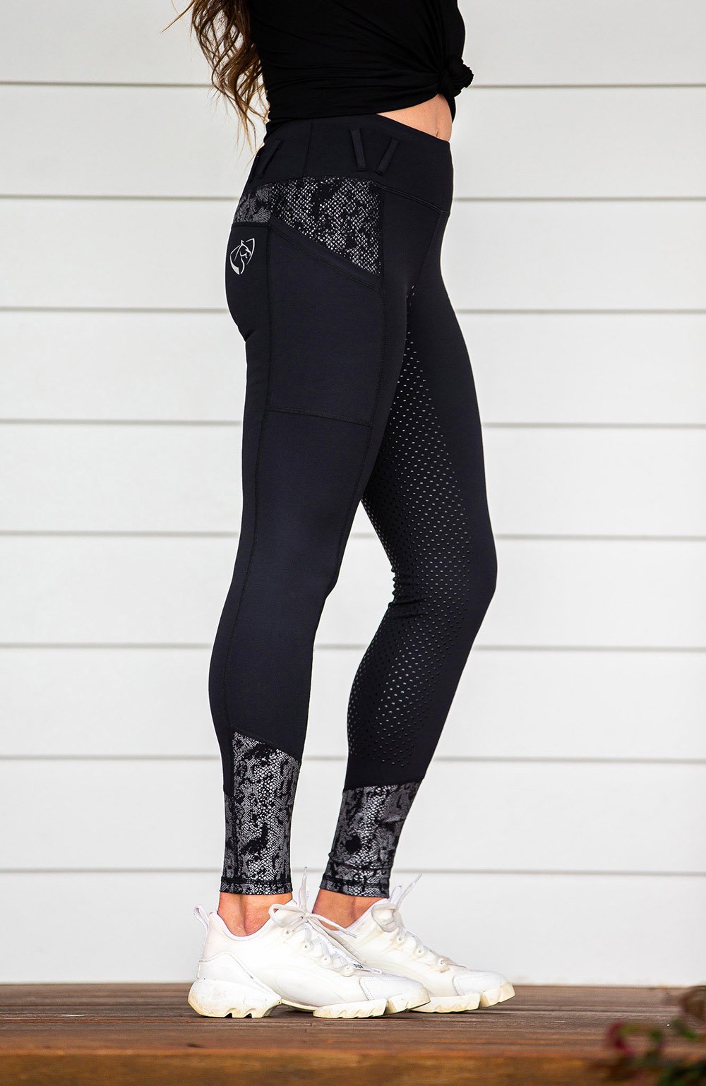 BARE Youth Performance Riding Tights - Black Python
