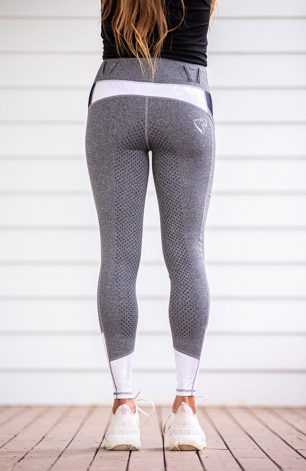 BARE Performance Riding Tights - Grey Unicorn (White Shimmer)