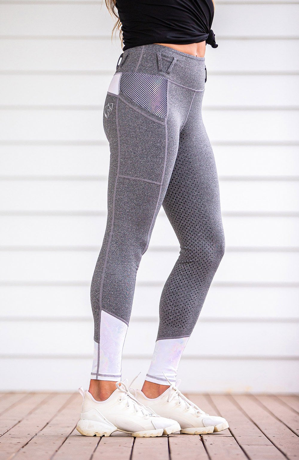 BARE Performance Riding Tights - Grey Unicorn (White Shimmer)