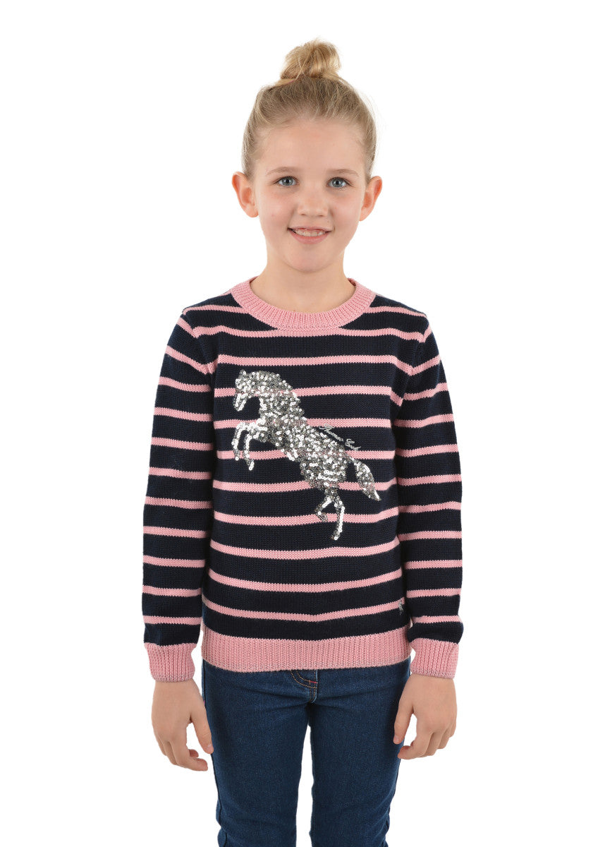 Thomas Cook Girls Ecilpse Sequin Jumper - Navy/Peony