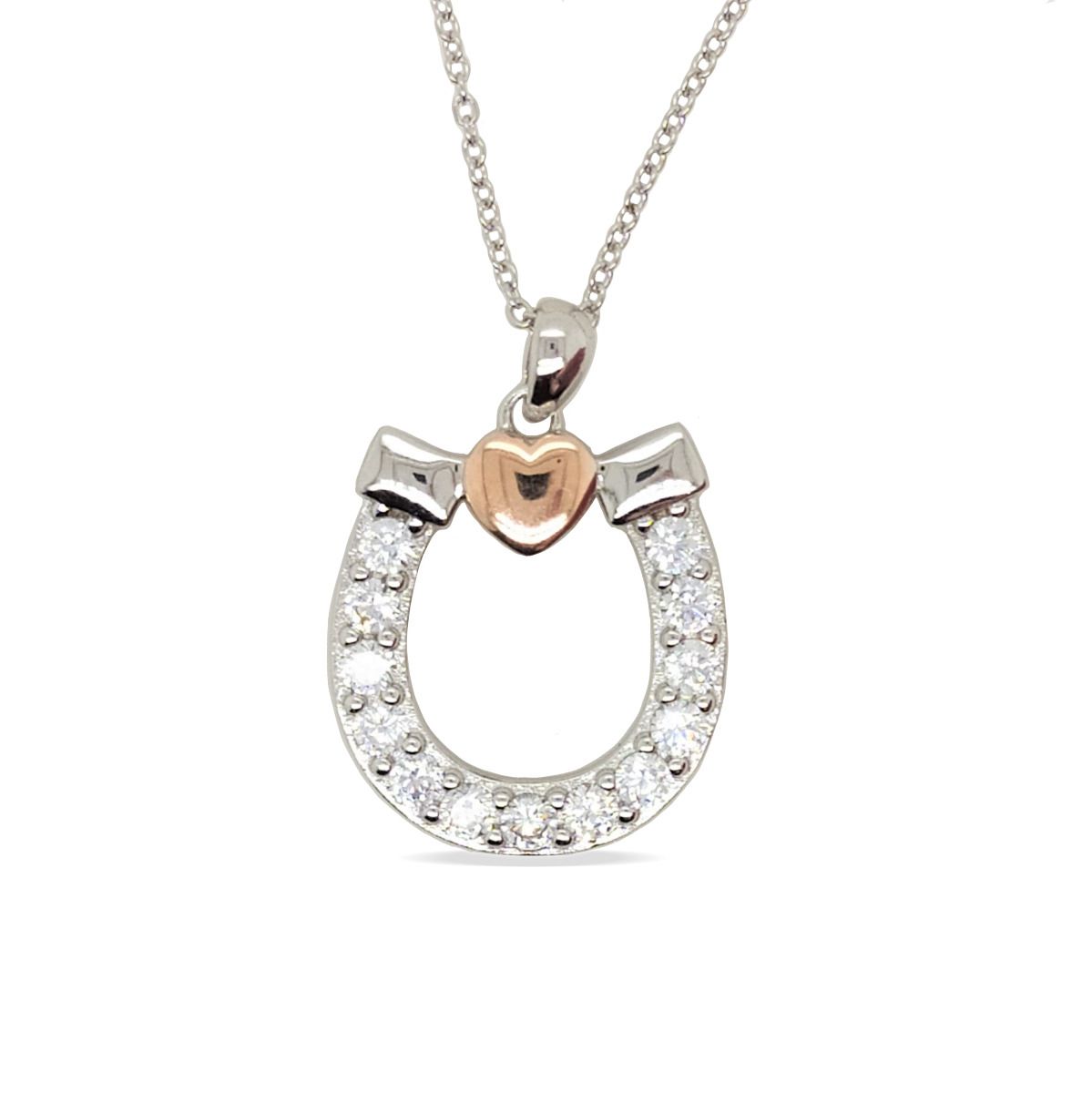 MCJ S/S Pendant & CZ Heart Horseshoe